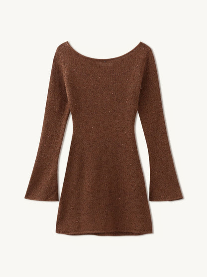 Maya Longsleeve Mini Dress - Chocolate Sequin