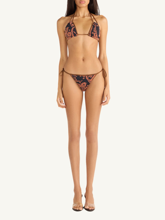 Stella Knitted Bikini Top - Burnt Orange/Black
