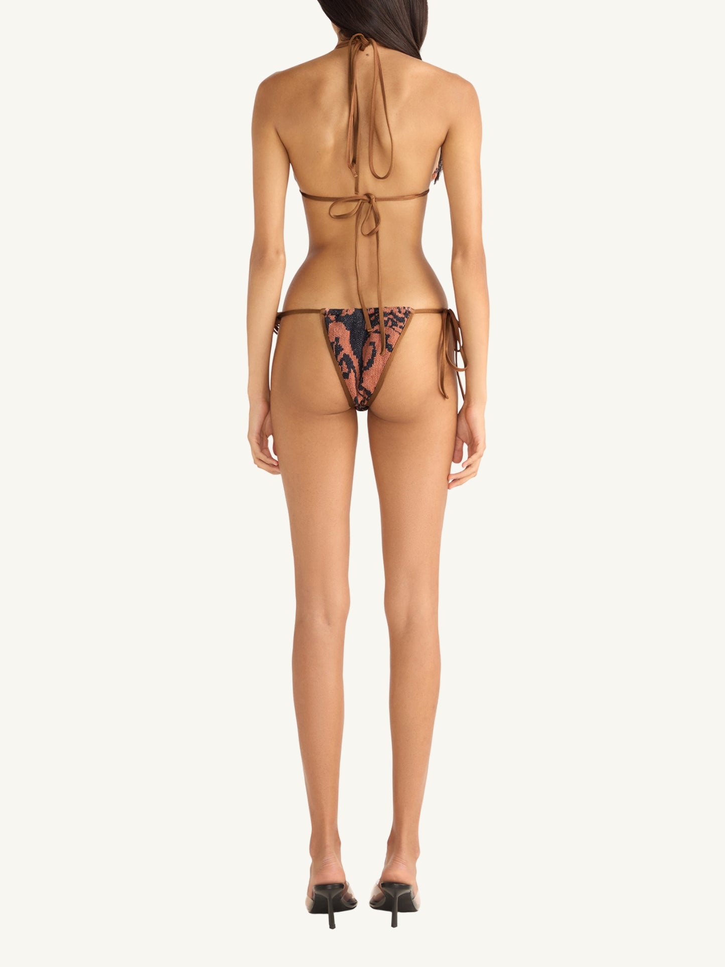 Stella Knitted Bikini Top - Burnt Orange/Black