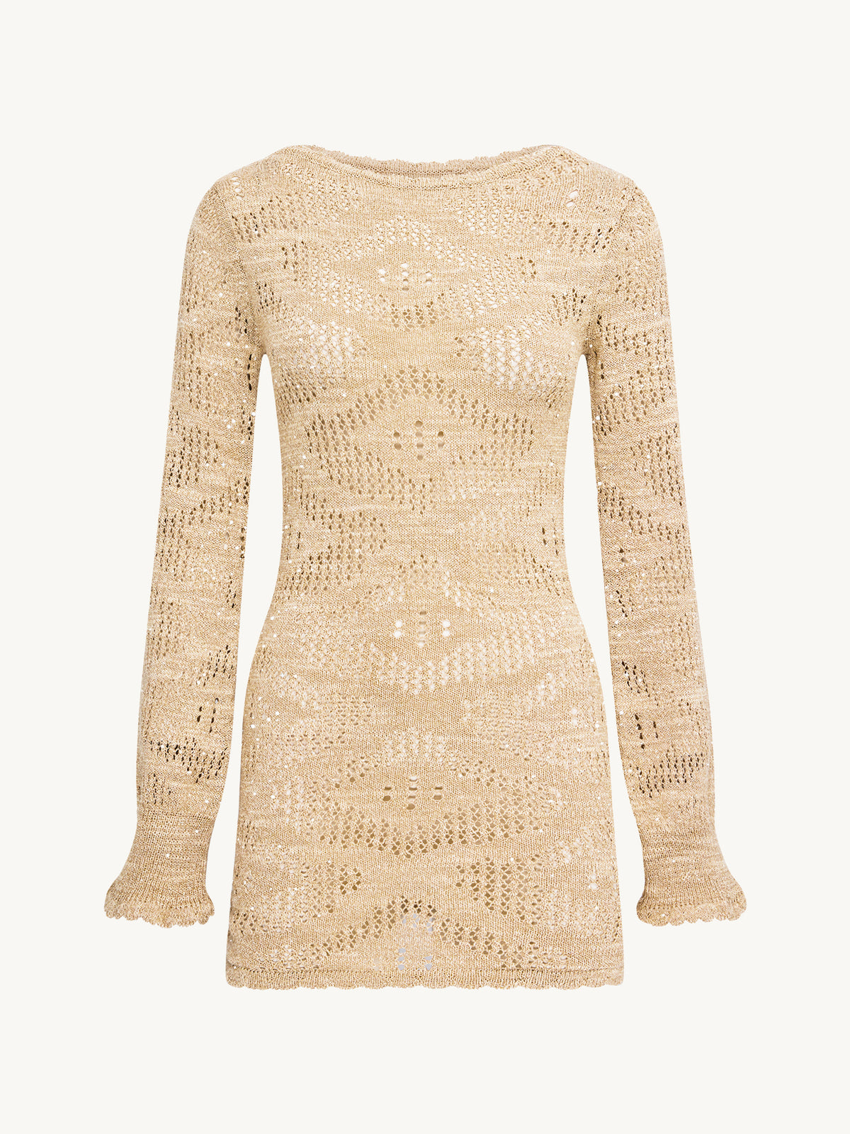 Eve Long Sleeve Mini Dress - Sand Shimmer
