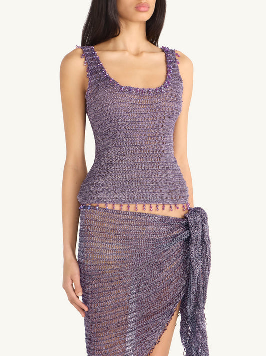 Ana Hand Crochet Top - Violet