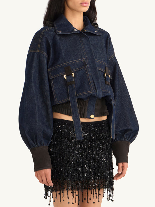 Yasmin Hand Beaded Mini Skirt - Midnight Black