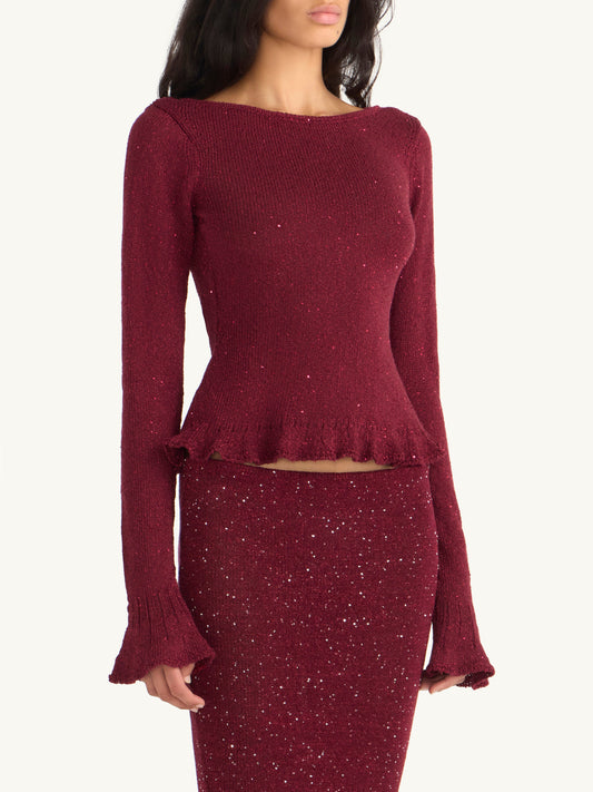 Michaela Longsleeve Top - Port Sequin