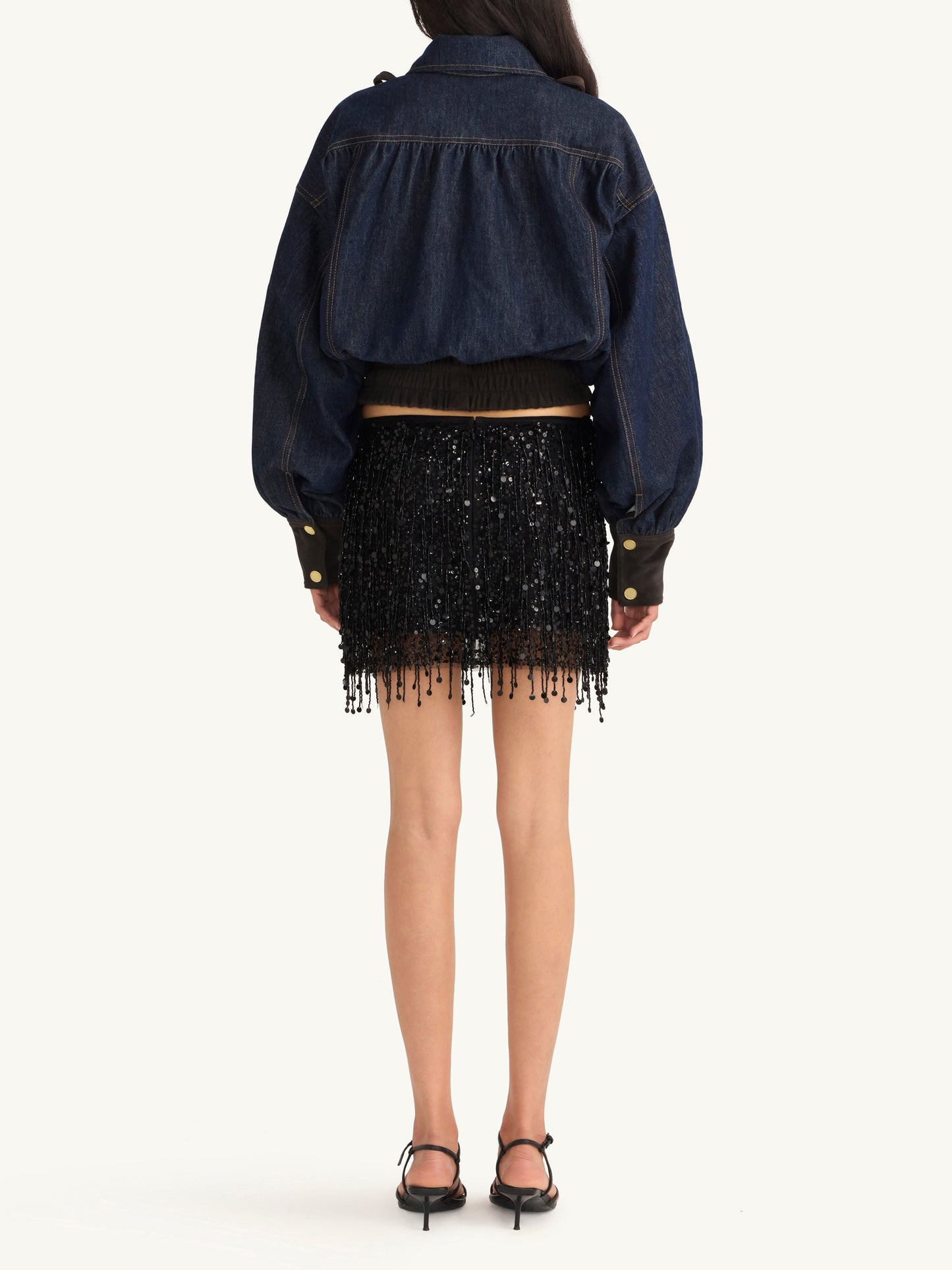 Yasmin Hand Beaded Mini Skirt - Midnight Black