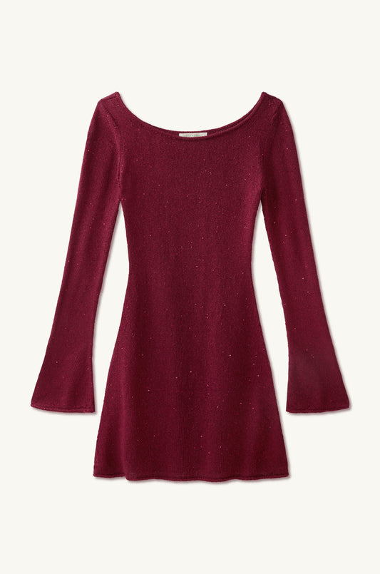 Maya Longsleeve Mini Dress - Port Sequin