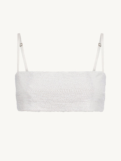 Iris Hand Beaded Bralette - Salt