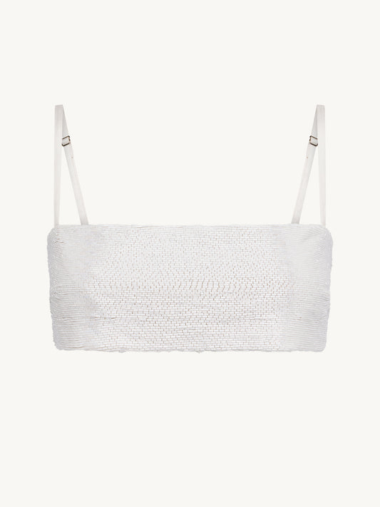 Iris Hand Beaded Bralette - Salt