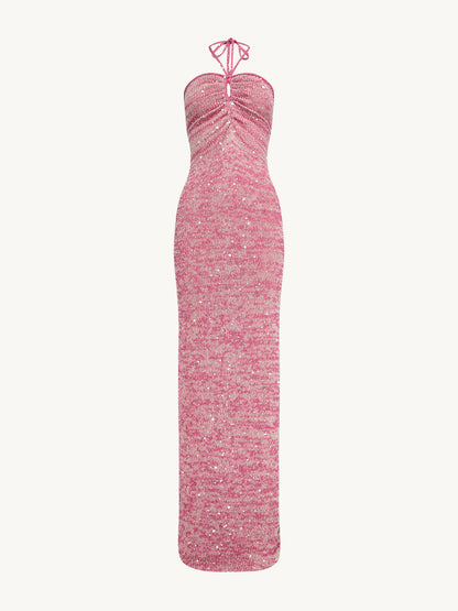 Olivia Halter Dress - Hydrangea Pink Sequin