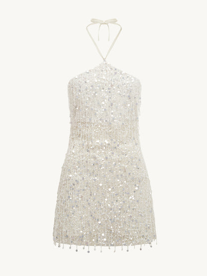 Rossana Hand Beaded Mini Dress - Salt