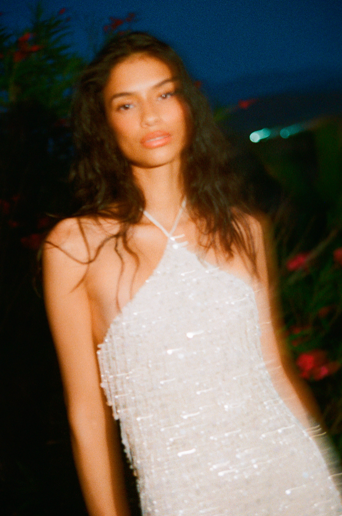 Rossana Hand Beaded Mini Dress - Salt