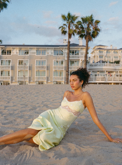 Arlette Hand Beaded Dress - Pistachio