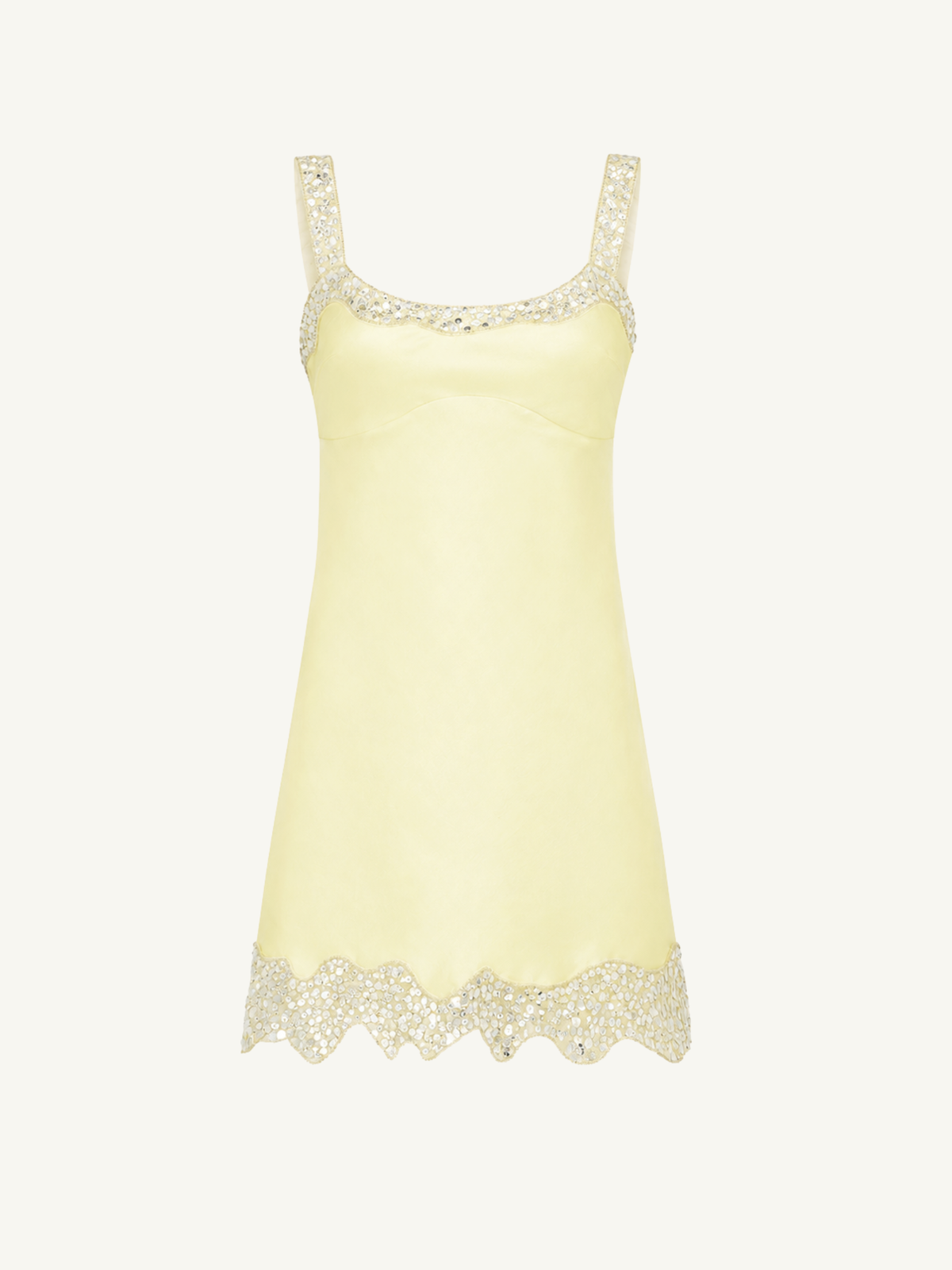 Nikolina Hand Beaded Mini Dress - Butter Yellow - Petite