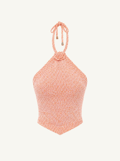 Teresa Scarf Top - Peach Sequin