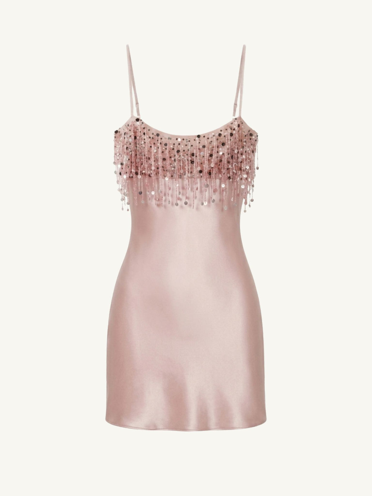 Yasmin Hand Beaded Mini Dress - Blush Pink
