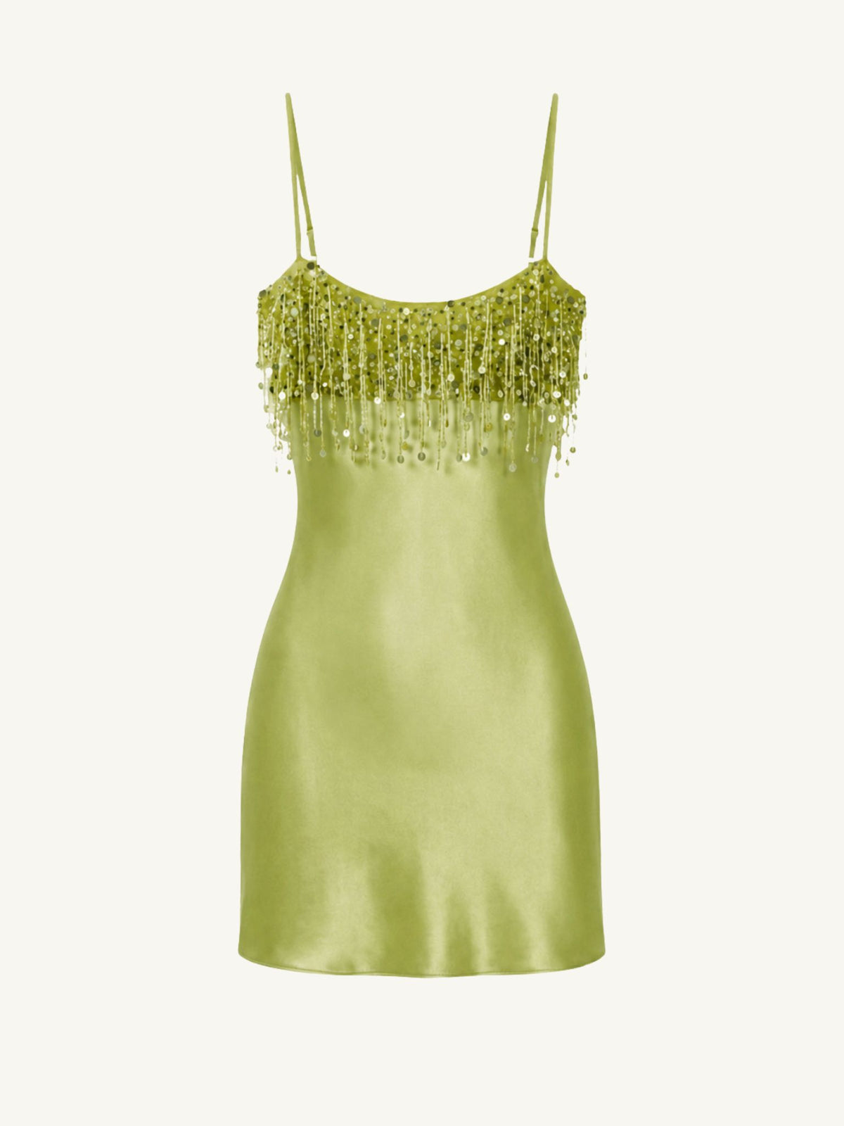 Yasmin Hand Beaded Mini Dress - Chartreuse