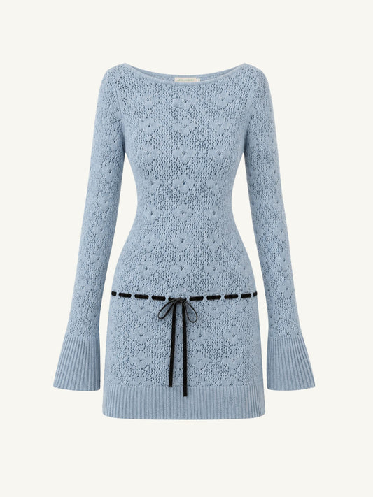 Vivienne Long Sleeve Mini Dress - Light Blue