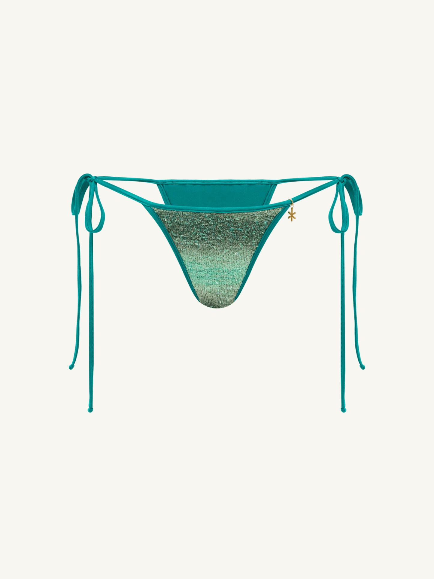 Mia Knitted Bikini Bottom - Palm Green Sequin