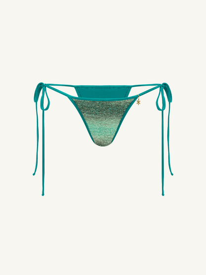 Mia Knitted Bikini Bottom - Palm Green Sequin