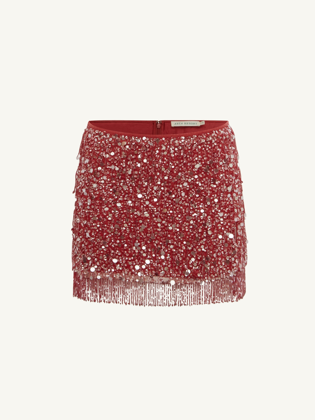 Yasmin Hand Beaded Fringe Split Mini Skirt - Dusk