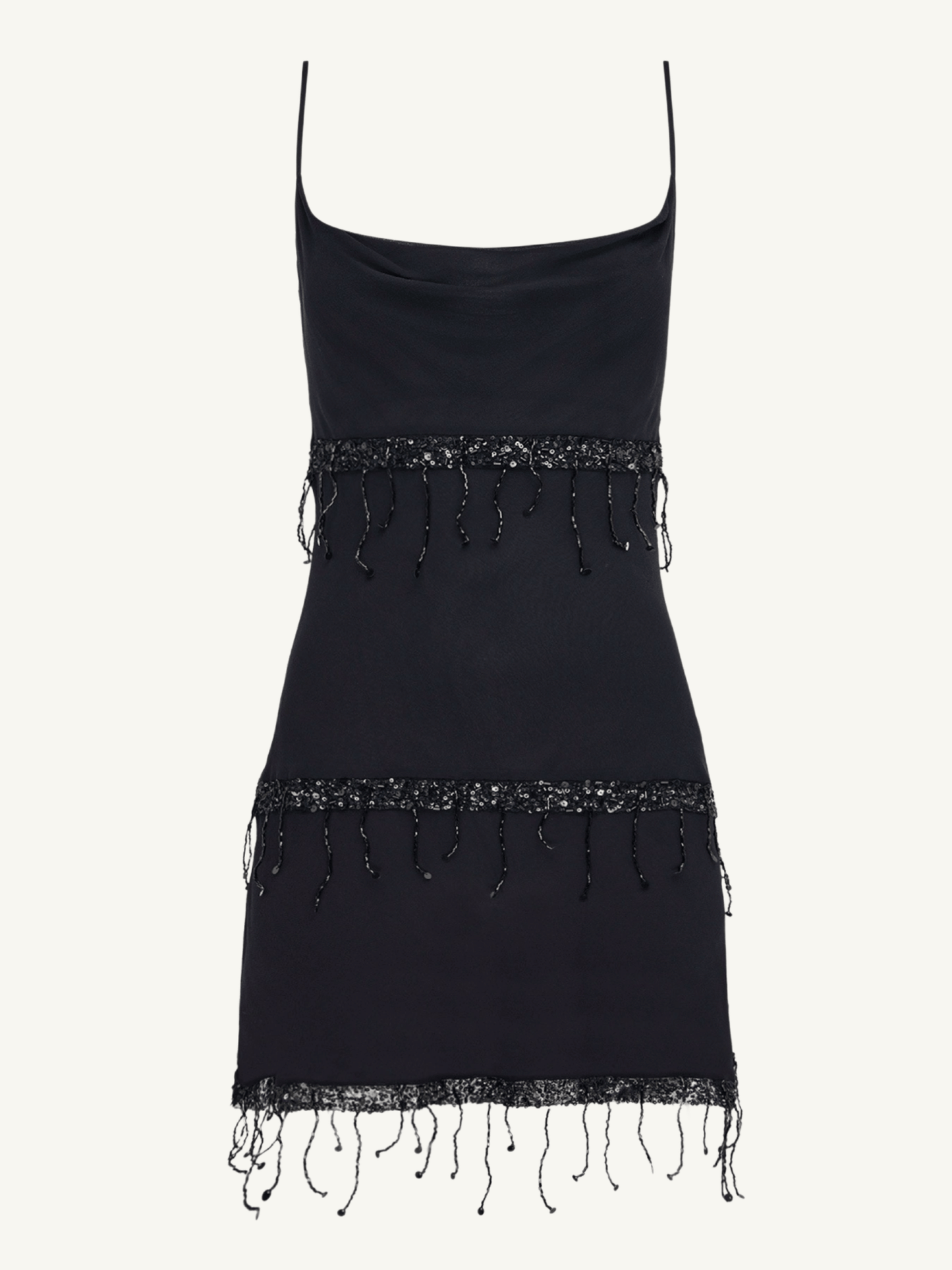 Layla Hand Beaded Mini Dress - Black