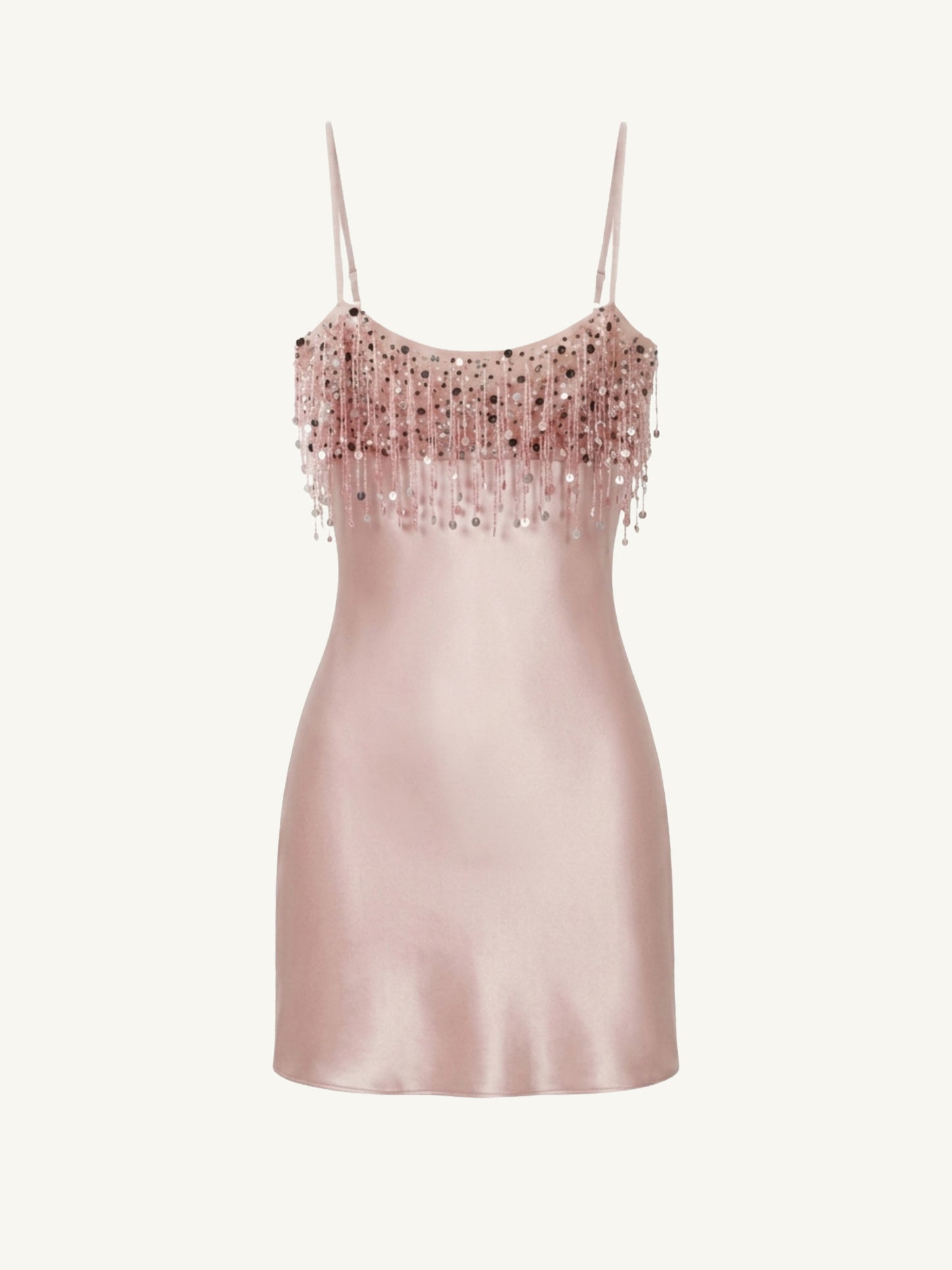Yasmin Hand Beaded Mini Dress - Blush Pink