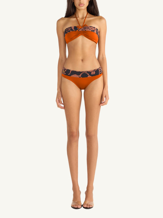 Lola Knitted Bikini Top - Burnt Orange/Black